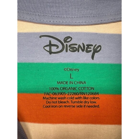 Disney X Box Lunch Womens TShirt Sz L Striped Stitch Experiment 626 Colorful NEW - Picture 3 of 11